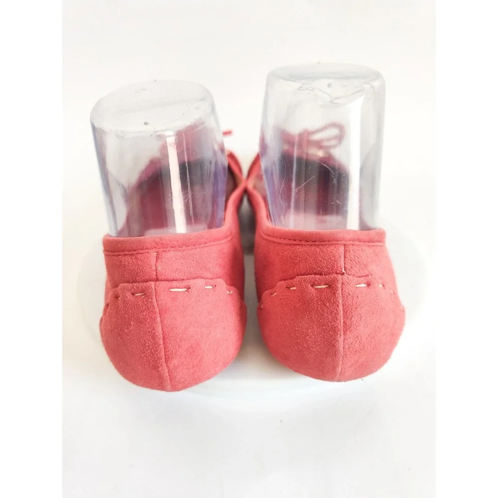 Kate Spade Flats Loafers 8 Moccasin Red Suede Bow Gold Horsebit Driving Shoes